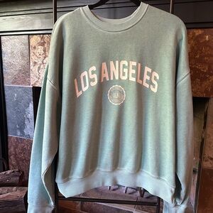 Good American Sage Green Los Angeles Logo lLarge Crewneck